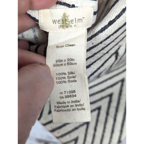 WEST ELM Chevron Stripe 100% Silk Square Pillow Cover Bohemian Chic 20"x 20" - Picture 4 of 4